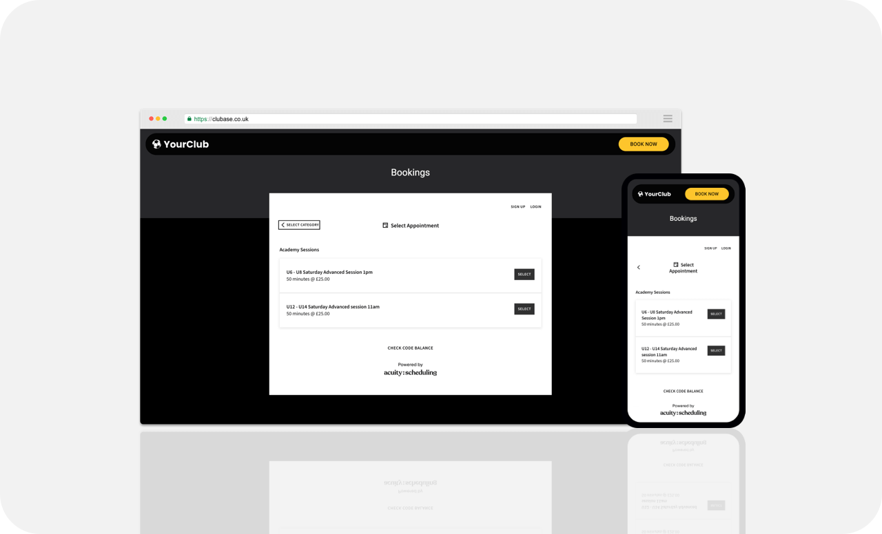 Booking page example